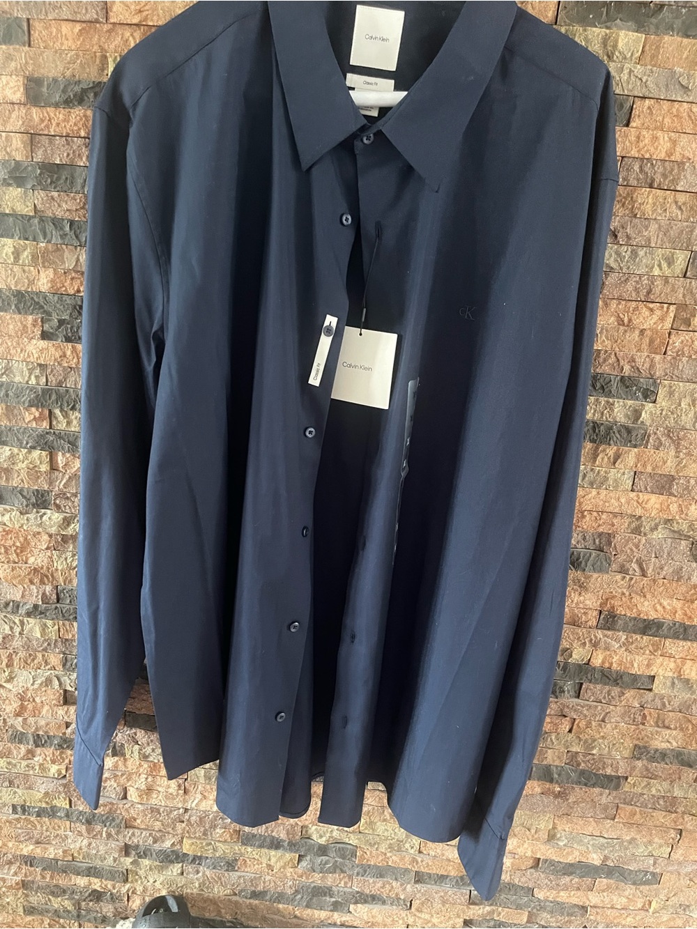 Calvin Klein Men's Dark Navy Button-Down Dress Shirt